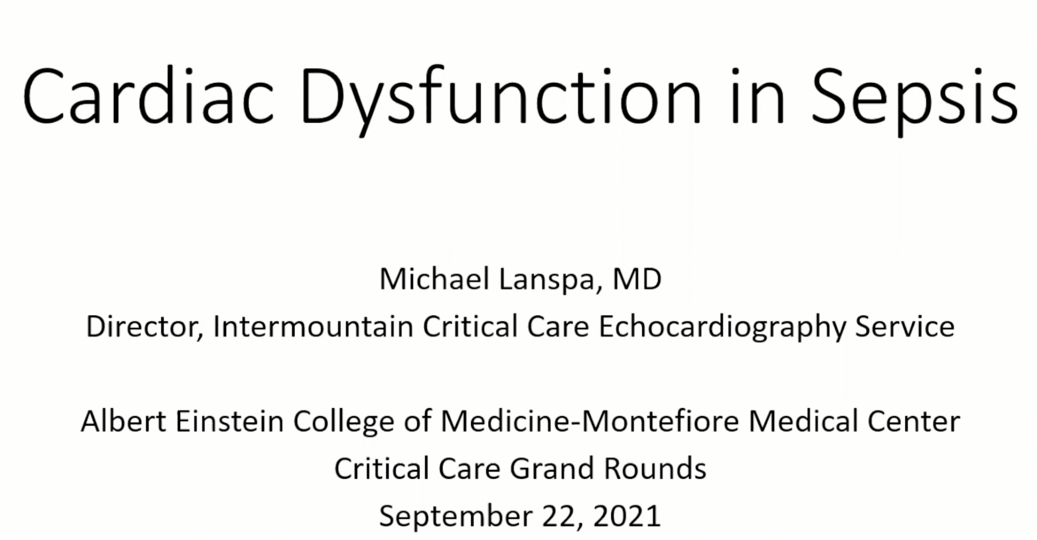 Cardiac Dysfunction in Sepsis