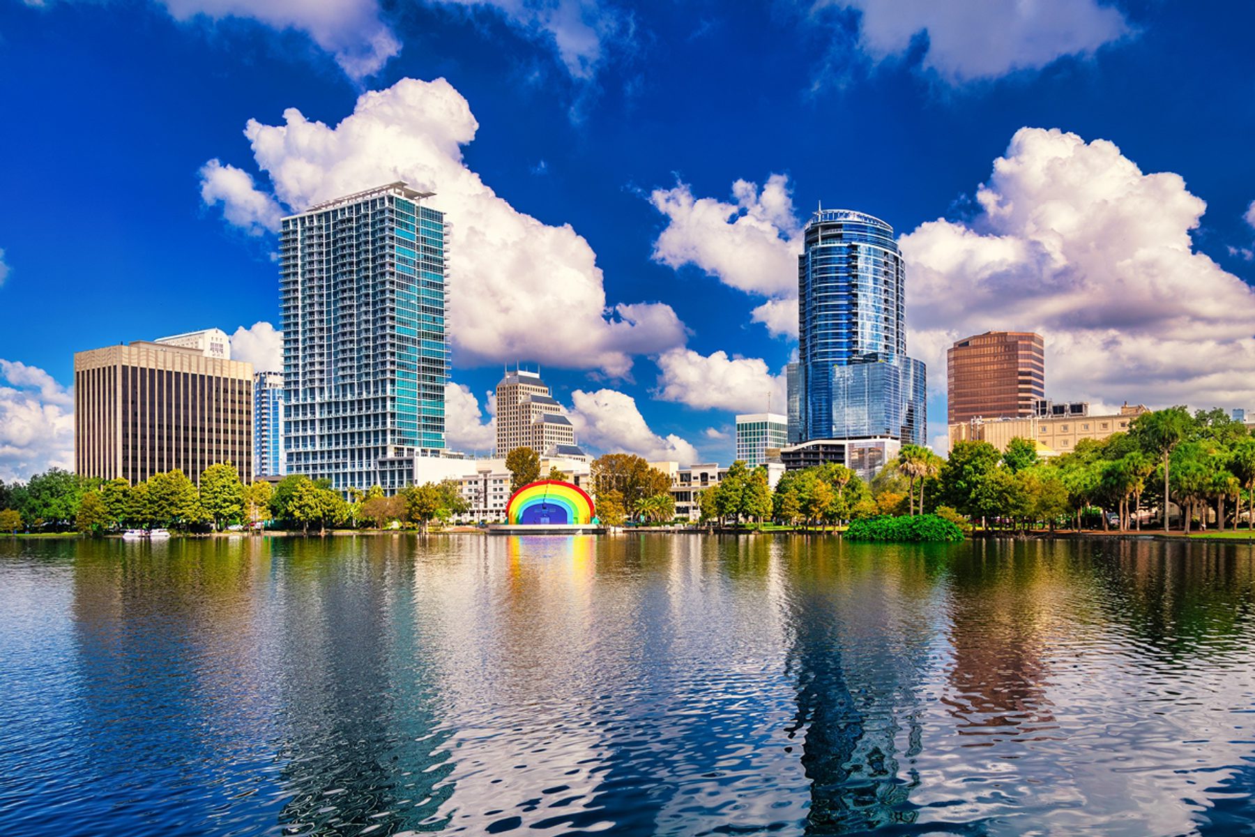 A view of downtown Orlando from a still body of water, where ATS 2026 will take place May 15 through 20.